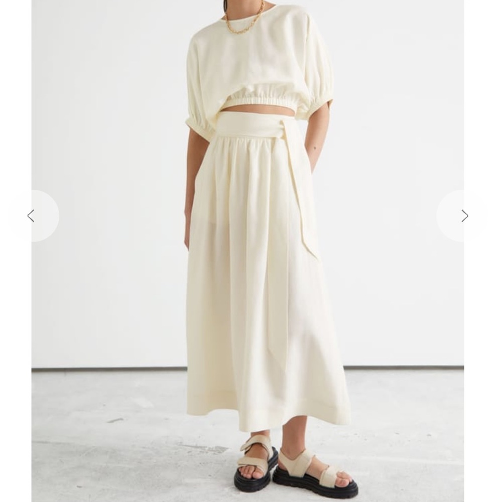 & other stories belted midi wrap skirt